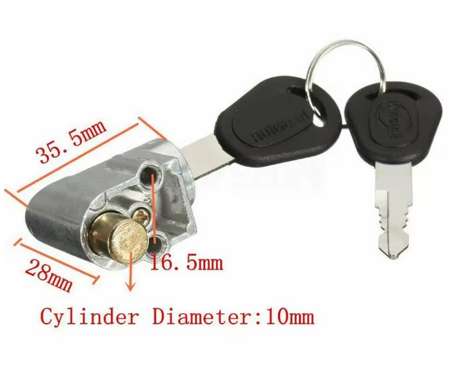Bezpečnostný kovový zámok na batériu s 2 kľúčmi zapaľovania pre motocykel, elektrický skúter – Obrázok 4
